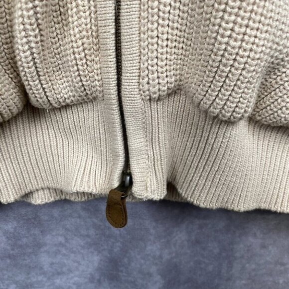 Orvis Signature Beige Knit Zip Sweater Vest W/Tan Patches Hunting Men's “L” - Picture 6 of 11